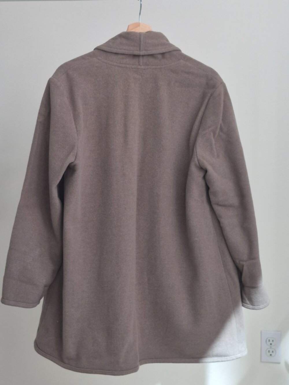 Eileen Fisher Womens S 100% Wool Open Front Jacket Taupe Shawl Collar Cardigan - Picture 4 of 8
